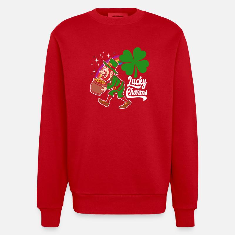 Porte-bonheur - Lutin - Saint-Patrick - Sweat bio épais oversize fabriqué en UE - rouge