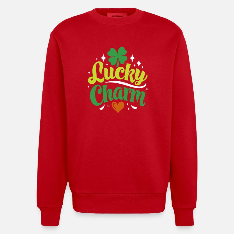 Porte-bonheur - Saint-Patrick - Irlande - Sweat bio épais oversize fabriqué en UE - rouge