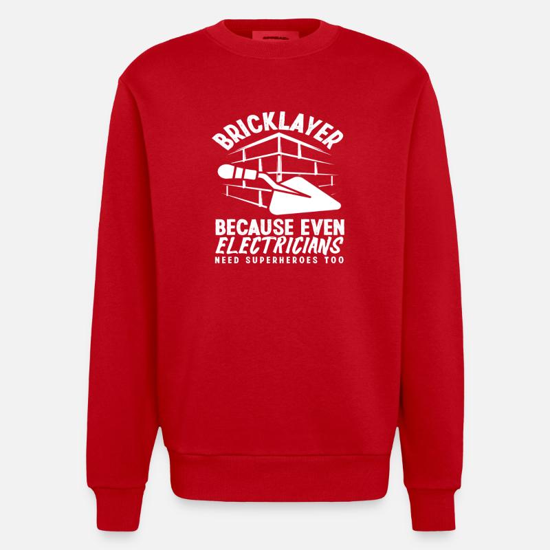 Bricklayers also need electricians - Heavyweight Oversized Organic Crew Neck Made in EU - red