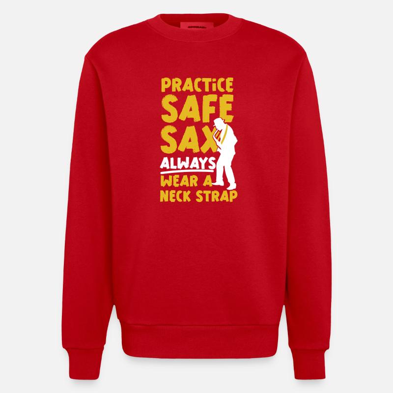 Saxophone Pun Practice Safe Sax - Heavyweight Oversized Organic Crew Neck Made in EU - Rot