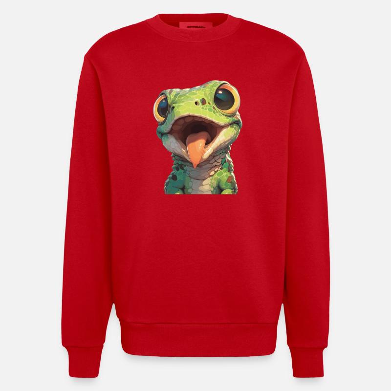 Eidechsen Eidechse - Heavyweight Oversized Organic Crew Neck Made in EU - Rot