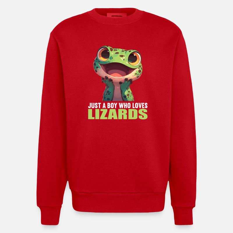 Eidechsen Eidechse - Heavyweight Oversized Organic Crew Neck Made in EU - Rot