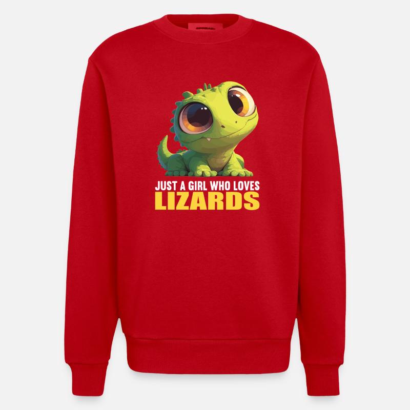 Eidechsen Eidechse - Heavyweight Oversized Organic Crew Neck Made in EU - Rot