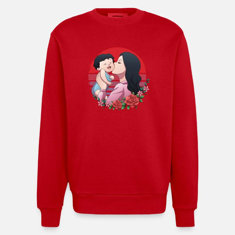 Mama der Fee Eins - Heavyweight Oversized Organic Crew Neck Made in EU - Rot