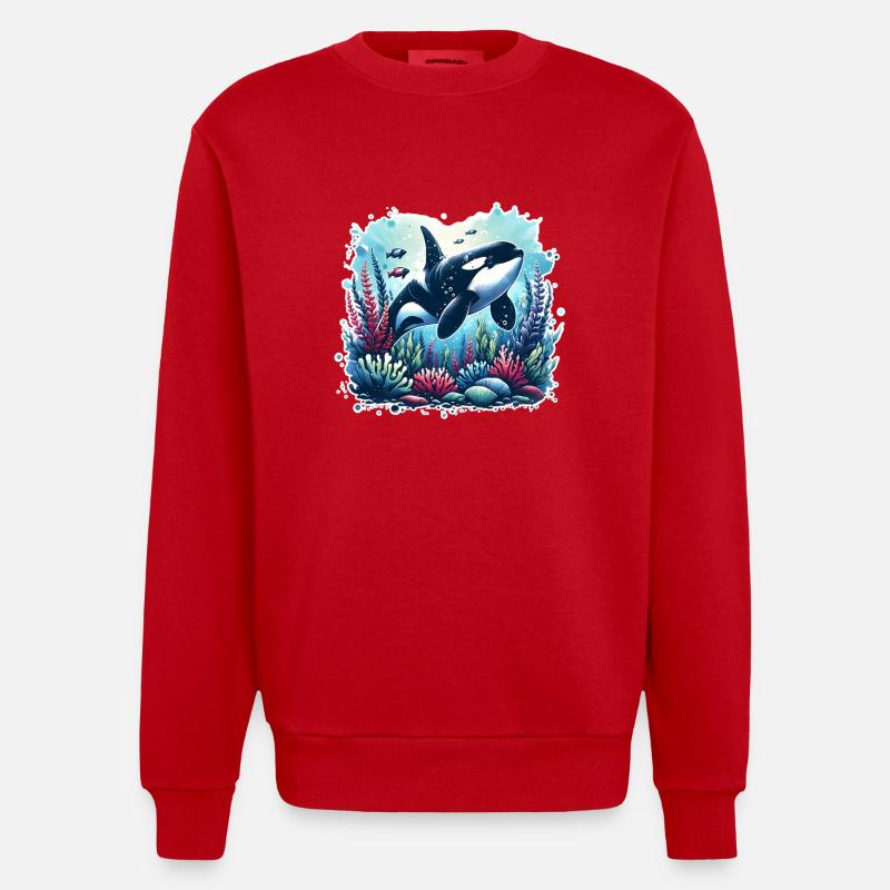 Orca Schwertwal - Heavyweight Oversized Organic Crew Neck Made in EU - Rot