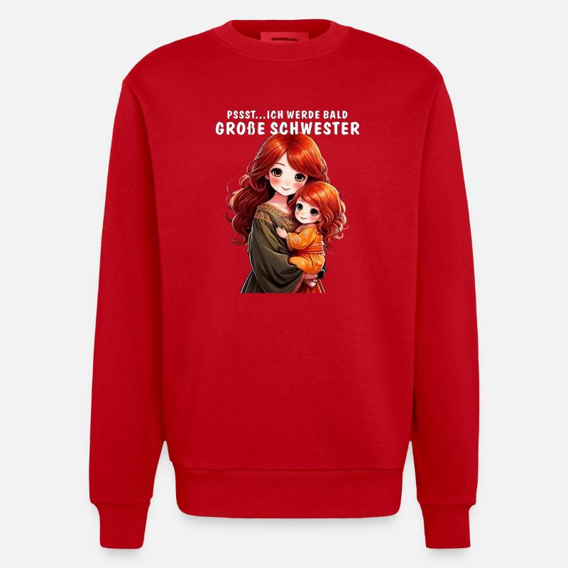PSSST...ICH WERDE BALD GROßE SCHWESTER - Heavyweight Oversized Organic Crew Neck Made in EU - Rot