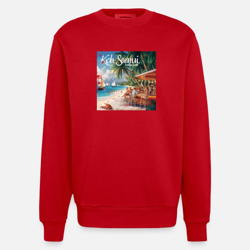Koh Samui, Thaïlande - Sweat bio épais oversize fabriqué en UE - rouge