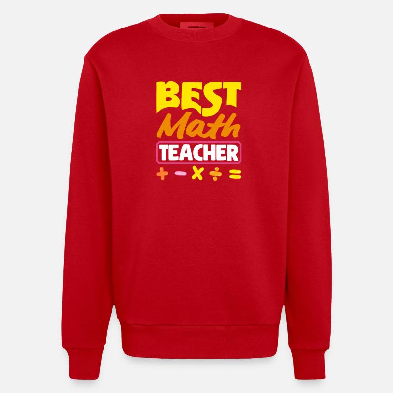 Math Teacher Math Gift - Heavyweight Oversized Organic Crew Neck Made in EU - red