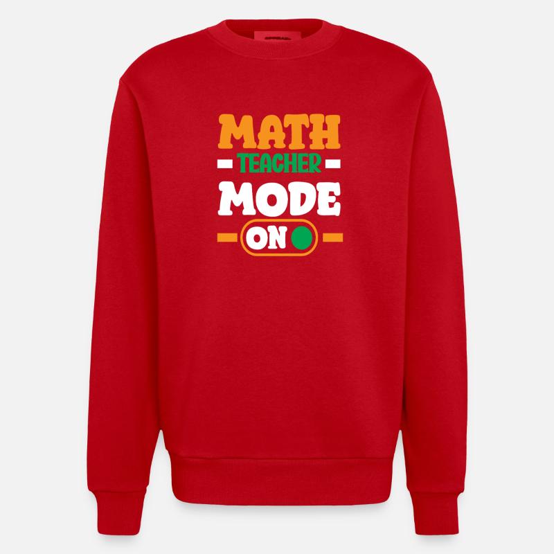 Math Teacher Math Gift - Heavyweight Oversized Organic Crew Neck Made in EU - red