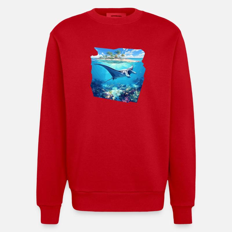Mantas Manta Rochen - Heavyweight Oversized Organic Crew Neck Made in EU - Rot