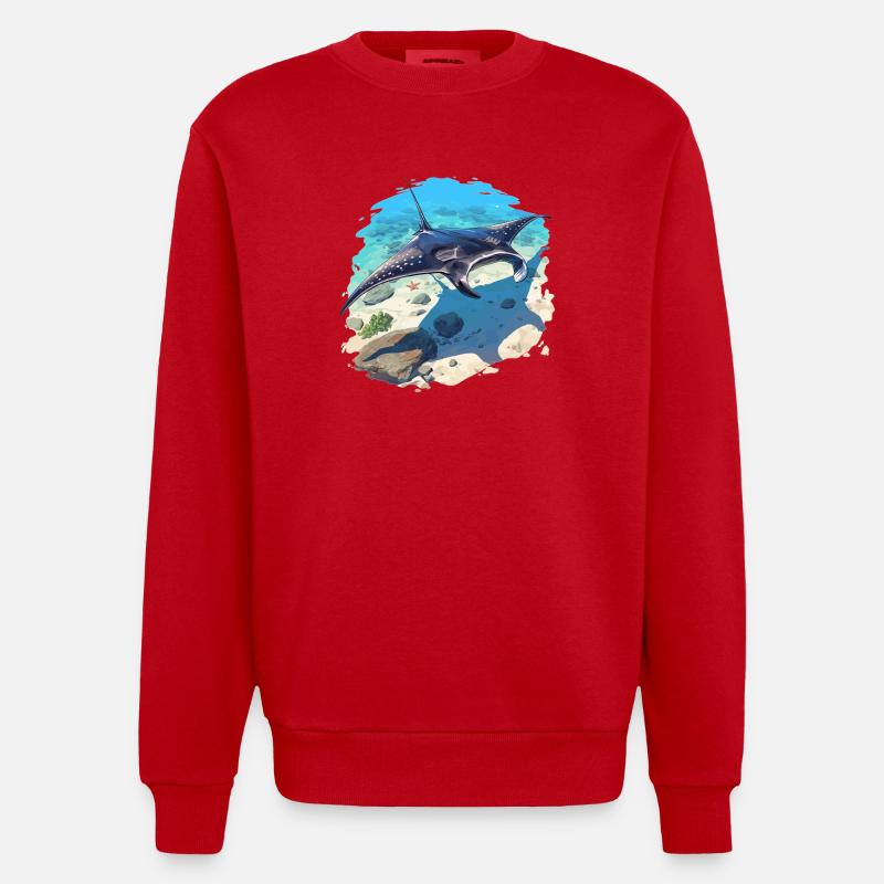 Mantas Manta Rochen - Heavyweight Oversized Organic Crew Neck Made in EU - Rot
