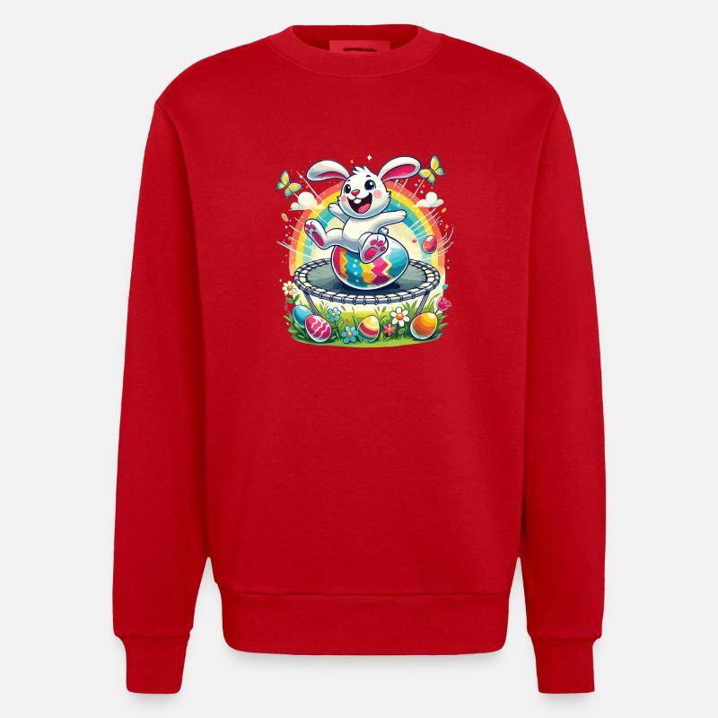 Easter Happy Easter Easter Bunny Easter Egg Spring - Heavyweight Oversized Organic Crew Neck Made in EU - red