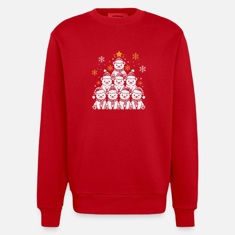Weihnachtsbaum Eisbär - Heavyweight Oversized Organic Crew Neck Made in EU - Rot