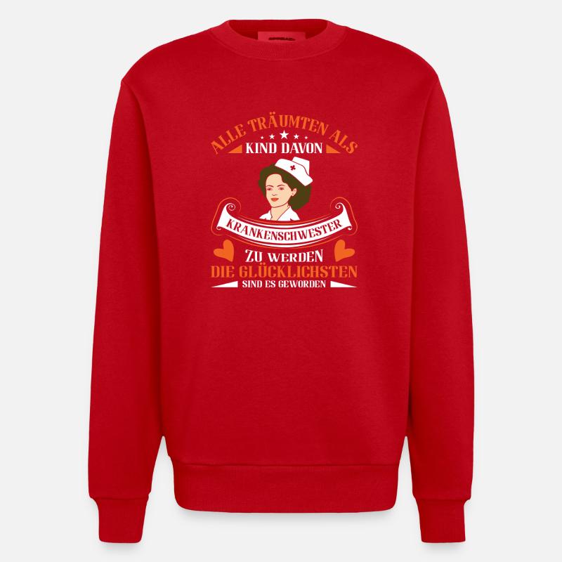 Krankenschwester Krankenpfleger - Heavyweight Oversized Organic Crew Neck Made in EU - Rot