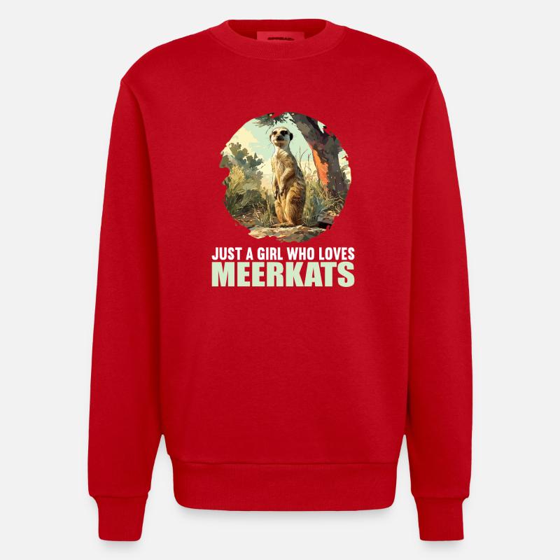 Meerkat Erdmännchen - Heavyweight Oversized Organic Crew Neck Made in EU - Rot