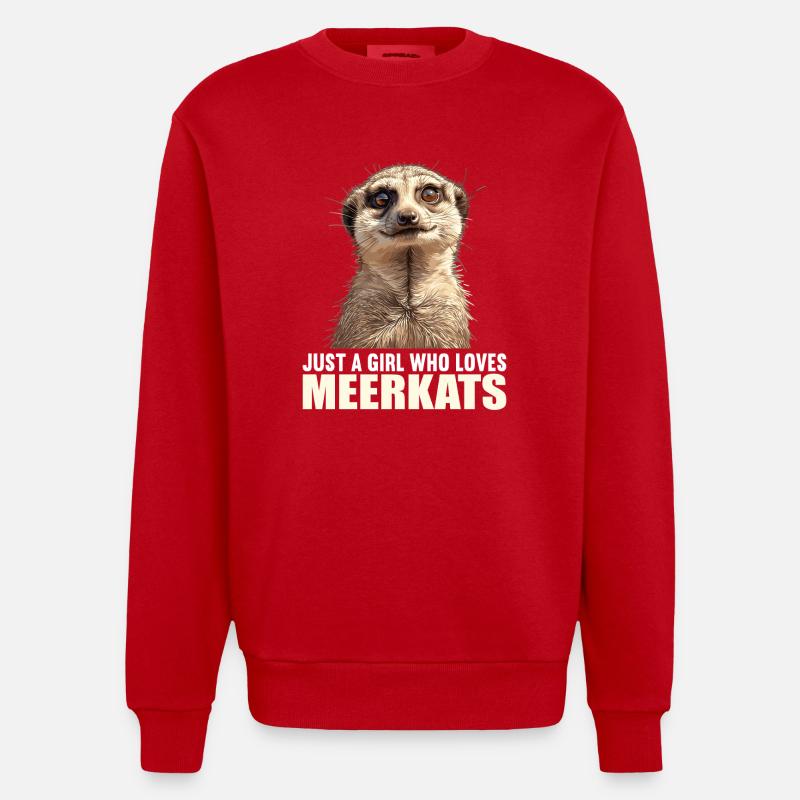 Meerkat Erdmännchen - Heavyweight Oversized Organic Crew Neck Made in EU - Rot