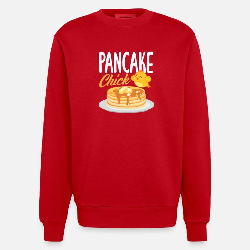 Pancake Chick Lover Design - Heavyweight Oversized Organic Crew Neck Made in EU - red