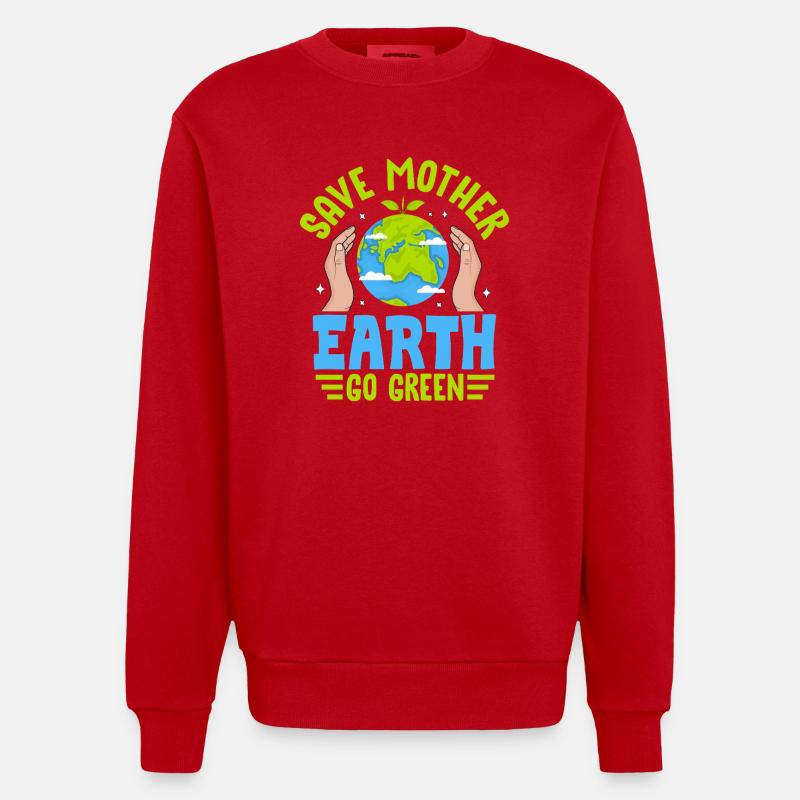Rettet Mutter Erde, wird grün - Heavyweight Oversized Organic Crew Neck Made in EU - Rot