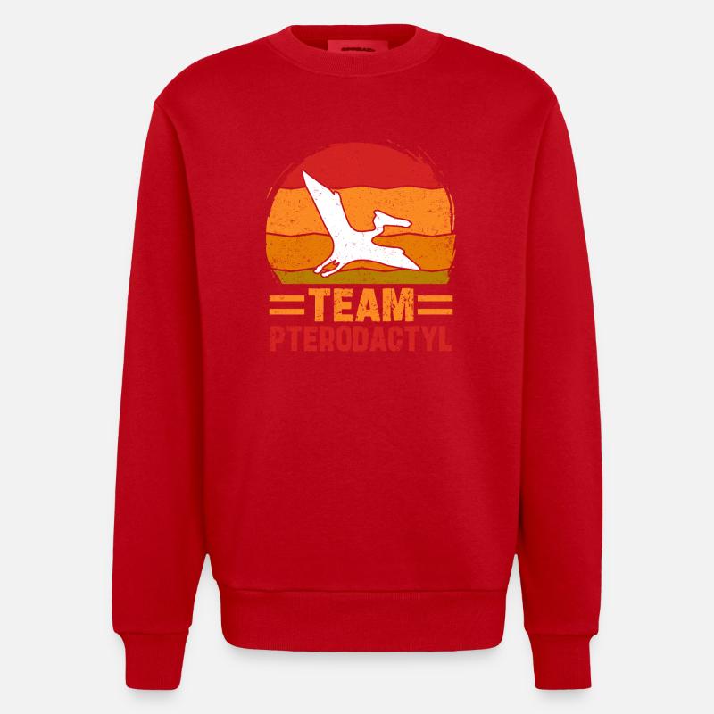 Team Pterodactyl Dinosaur Retro Design - Heavyweight Oversized Organic Crew Neck Made in EU - red