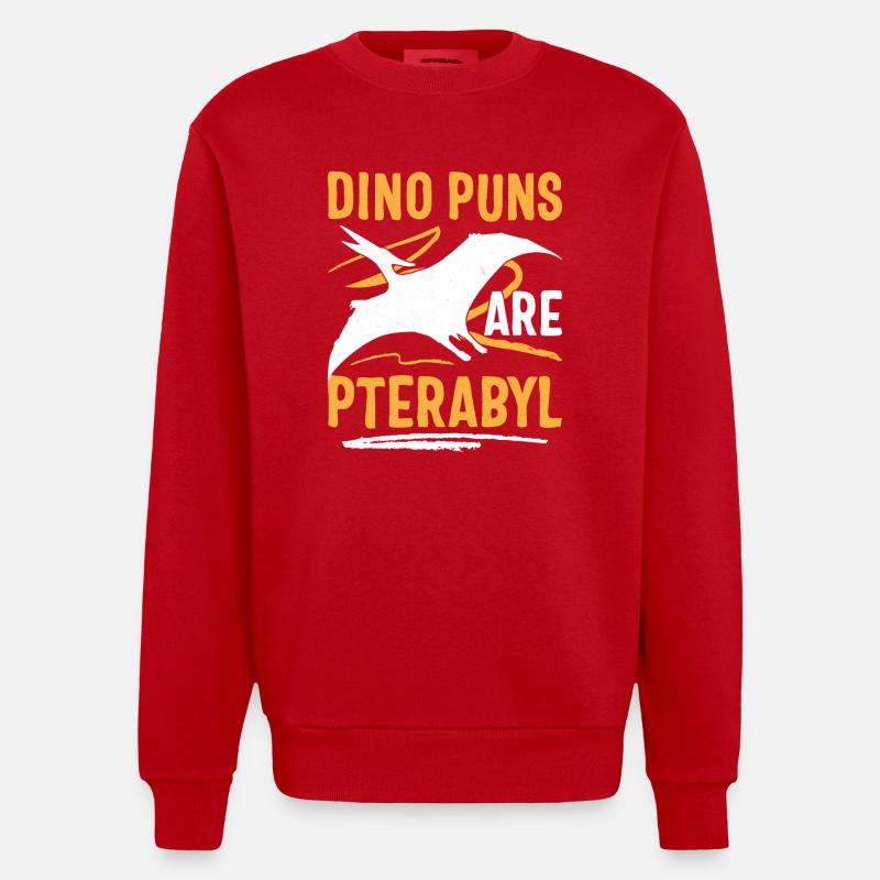 Funny Dino Pun Pterodactyl - Heavyweight Oversized Organic Crew Neck Made in EU - red