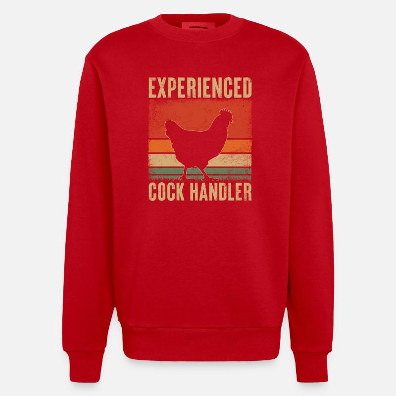 Hühnerflüsterer Retro Stil - Heavyweight Oversized Organic Crew Neck Made in EU - Rot