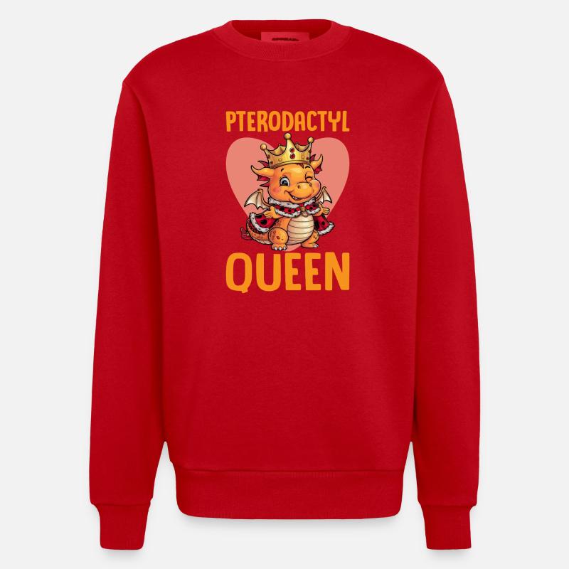 Ptérodactyle Queen Dino Design - Sweat bio épais oversize fabriqué en UE - rouge