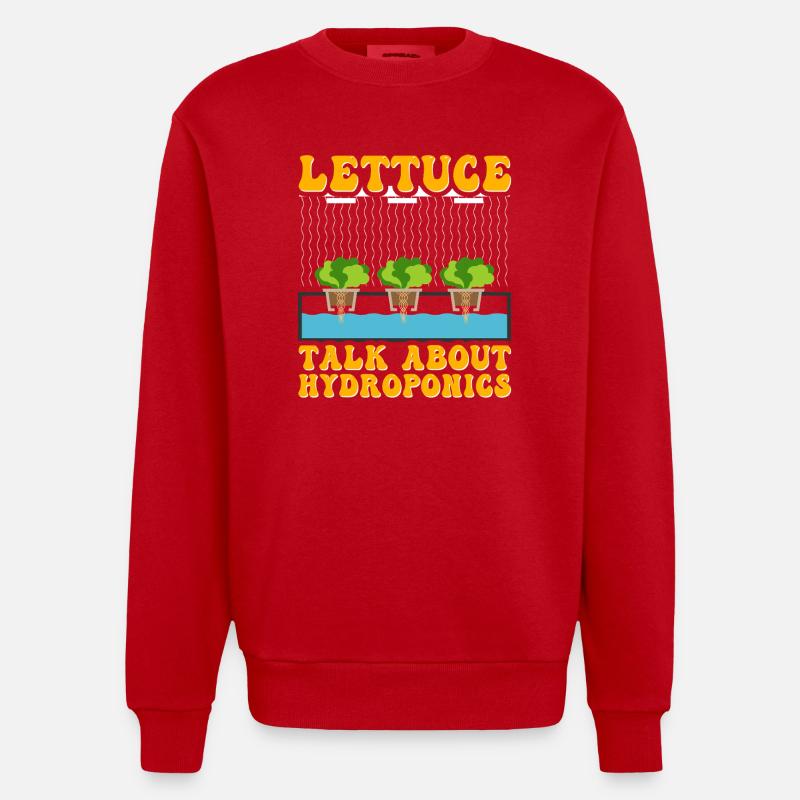 Lettuce talk about Hydroponics - Heavyweight Oversized Organic Crew Neck Made in EU - red