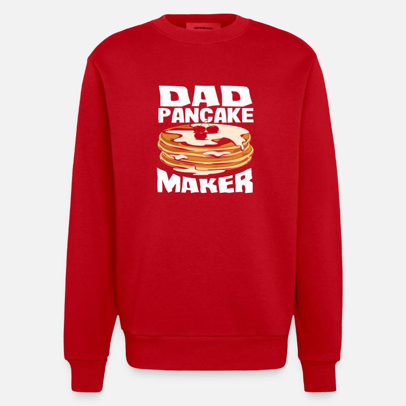 Pancakes Dad Pancake Maker - Heavyweight Oversized Organic Crew Neck Made in EU - red