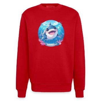 Haie Hai - Heavyweight Oversized Organic Crew Neck Made in EU - Rot - Vorne - AI Model Female 172 light (172cm) & AI Model Male 178 light (178cm)