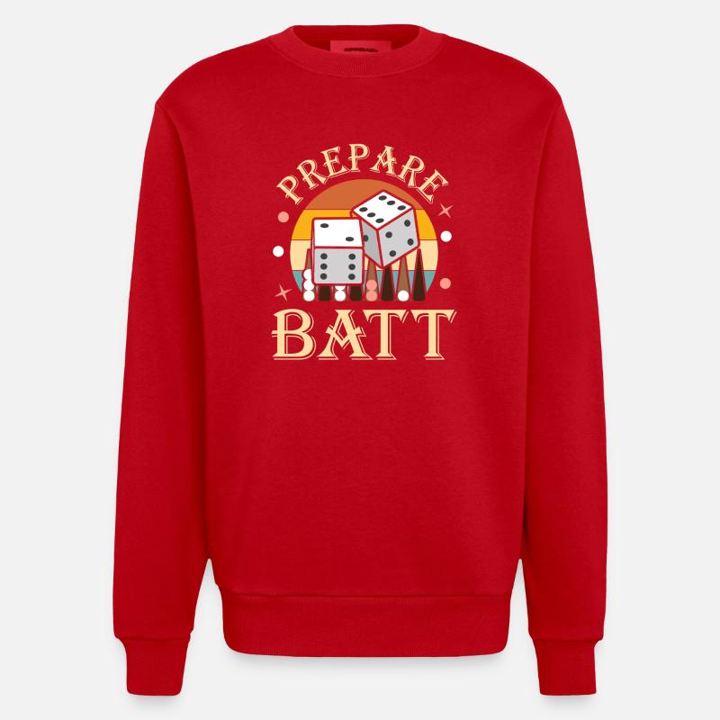 Backgammon Spiel - Heavyweight Oversized Organic Crew Neck Made in EU - Rot