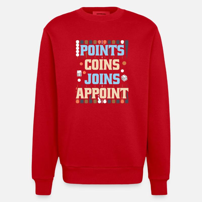 Backgammon Spiel - Heavyweight Oversized Organic Crew Neck Made in EU - Rot