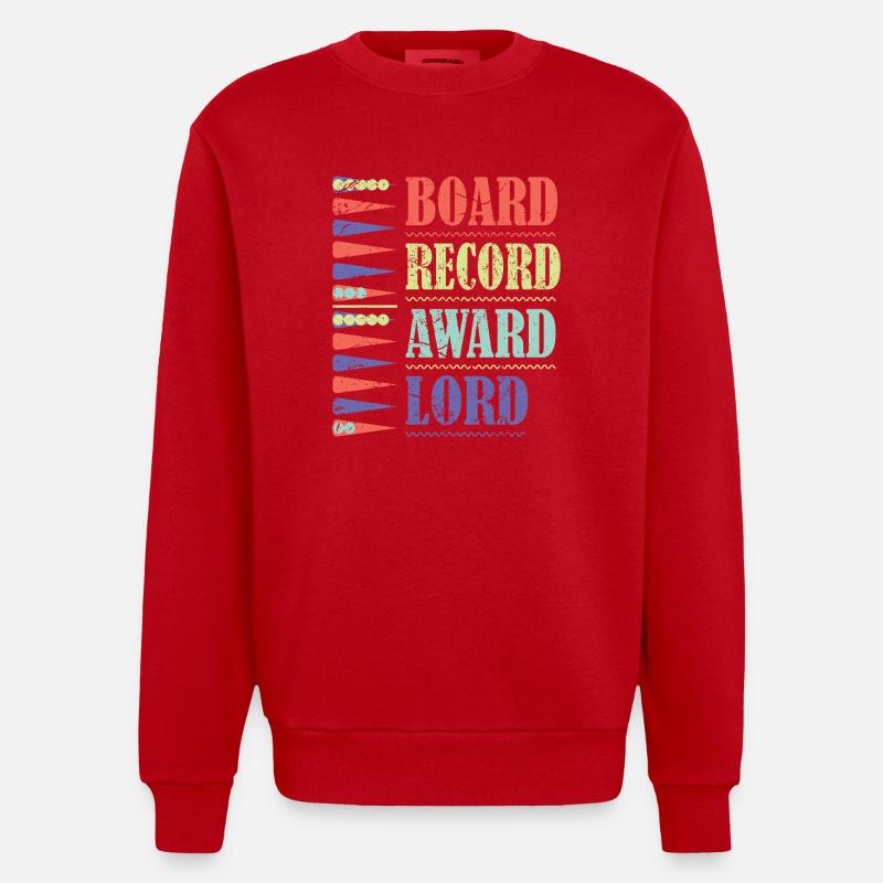 Backgammon Spiel - Heavyweight Oversized Organic Crew Neck Made in EU - Rot