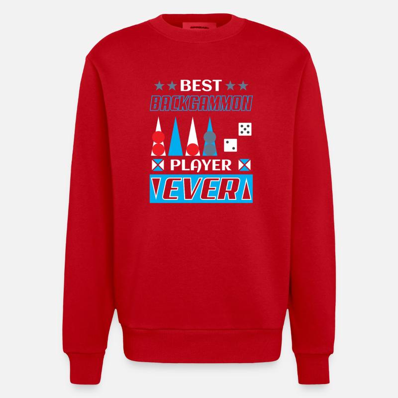 Backgammon Spiel - Heavyweight Oversized Organic Crew Neck Made in EU - Rot