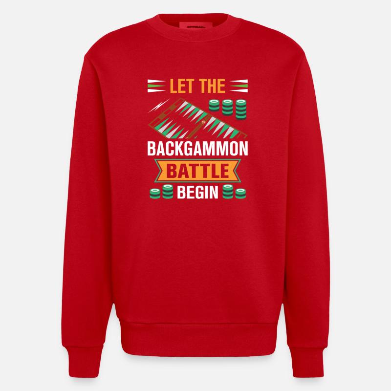 Backgammon Spiel - Heavyweight Oversized Organic Crew Neck Made in EU - Rot
