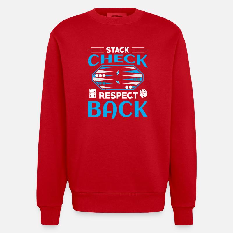 Backgammon Spiel - Heavyweight Oversized Organic Crew Neck Made in EU - Rot
