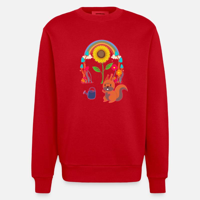 Eichhörnchen Kind Kinder - Heavyweight Oversized Organic Crew Neck Made in EU - Rot