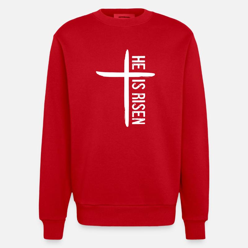 He is Risen - Heavyweight Oversized Organic Crew Neck Made in EU - red