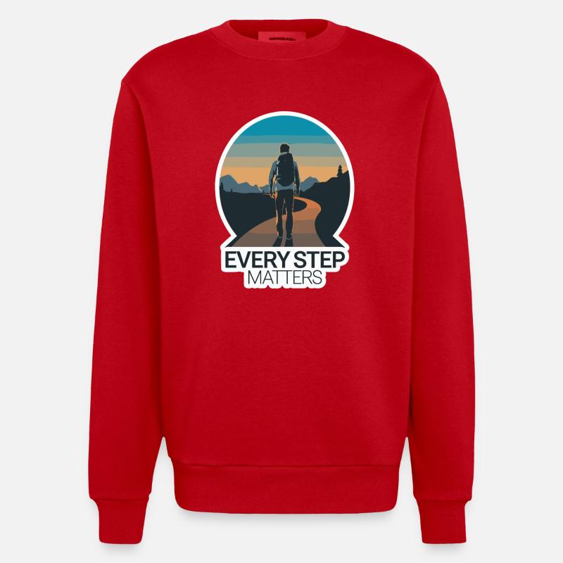 VOYAGE, CHAQUE PAS COMPTE - Sweat bio épais oversize fabriqué en UE - rouge