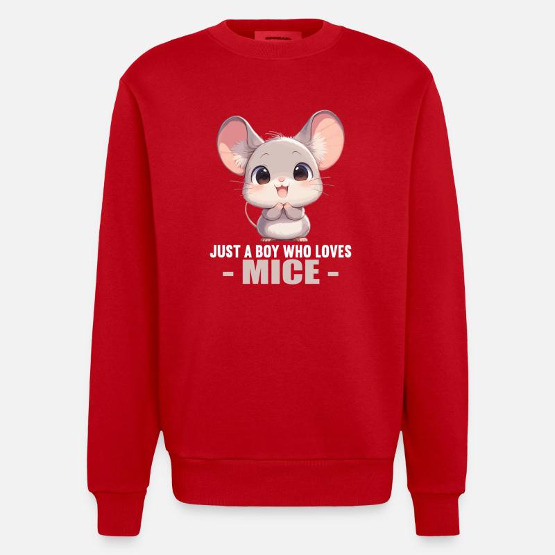 Mäuse Maus - Heavyweight Oversized Organic Crew Neck Made in EU - Rot