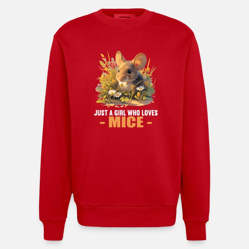 Mäuse Maus - Heavyweight Oversized Organic Crew Neck Made in EU - Rot
