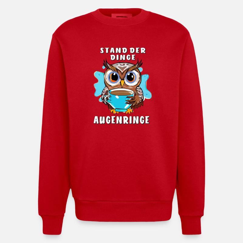 EULE STAND DER DINGE AUGENRINGE - Heavyweight Oversized Organic Crew Neck Made in EU - Rot