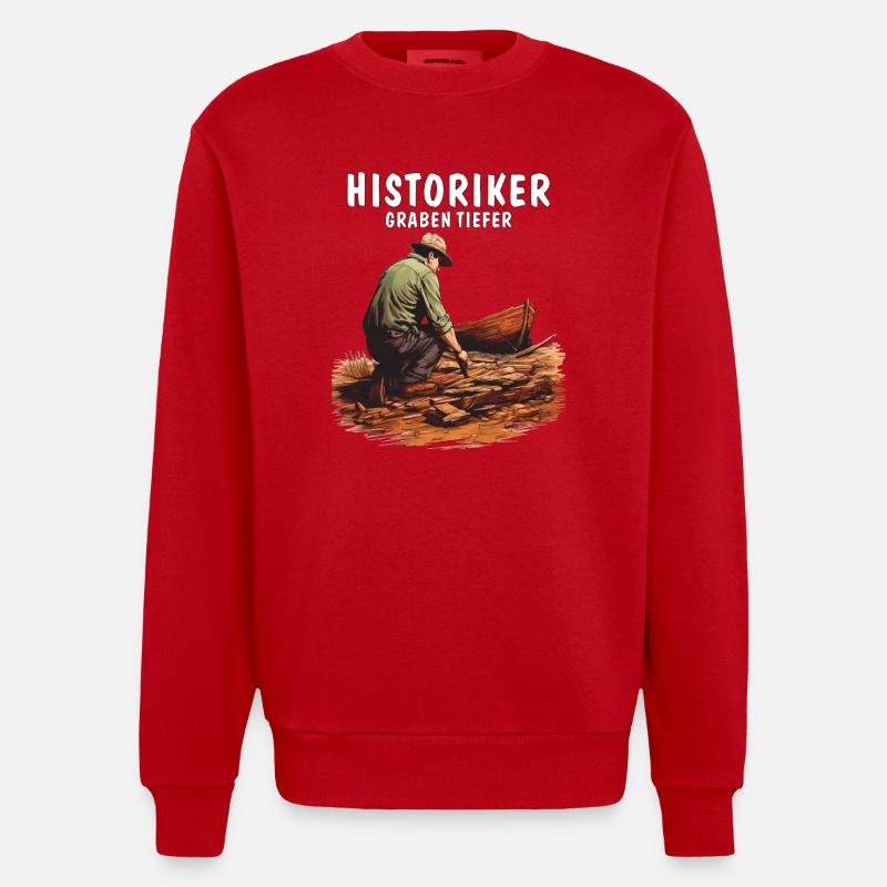 HISTORIANS DIG DEEPER - Heavyweight Oversized Organic Crew Neck Made in EU - red