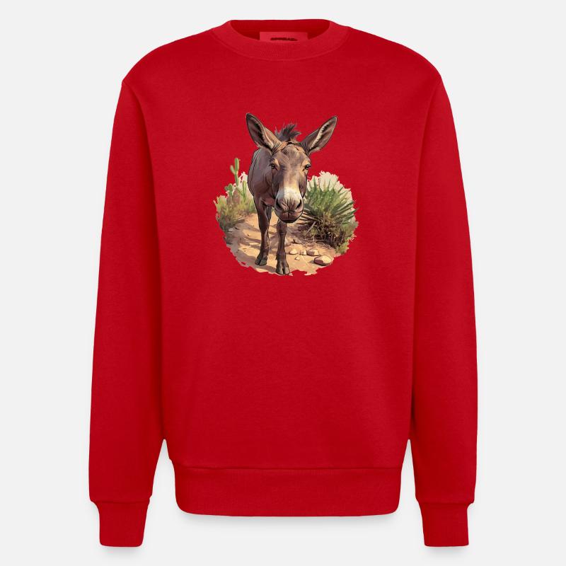 Âne Esel - Sweat bio épais oversize fabriqué en UE - rouge
