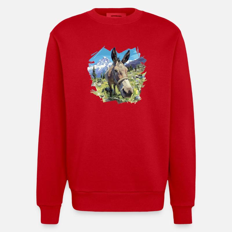 Âne Esel - Sweat bio épais oversize fabriqué en UE - rouge