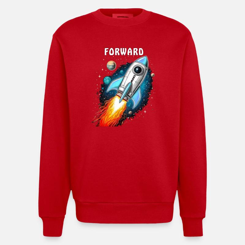 RAKETE MARS FORWARD - Heavyweight Oversized Organic Crew Neck Made in EU - Rot