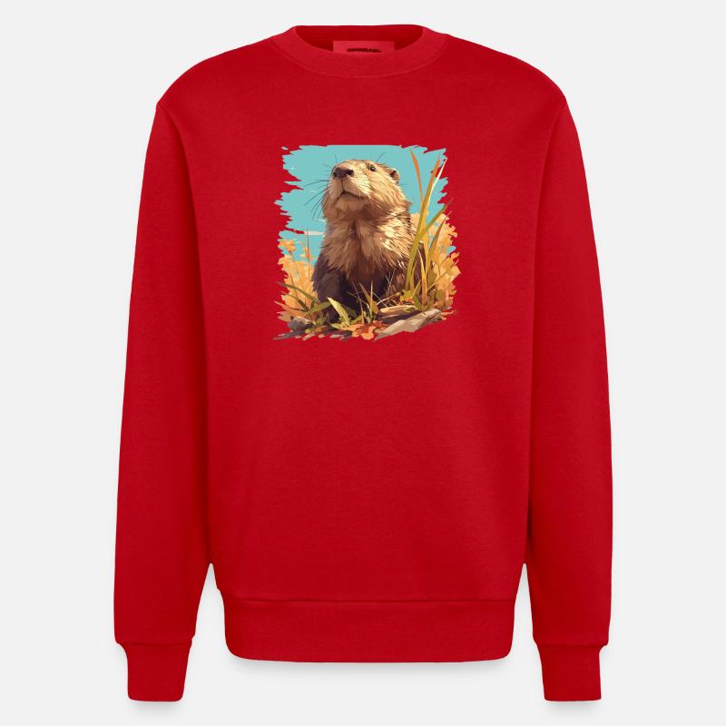 Bisamratten Bisamratte - Heavyweight Oversized Organic Crew Neck Made in EU - Rot