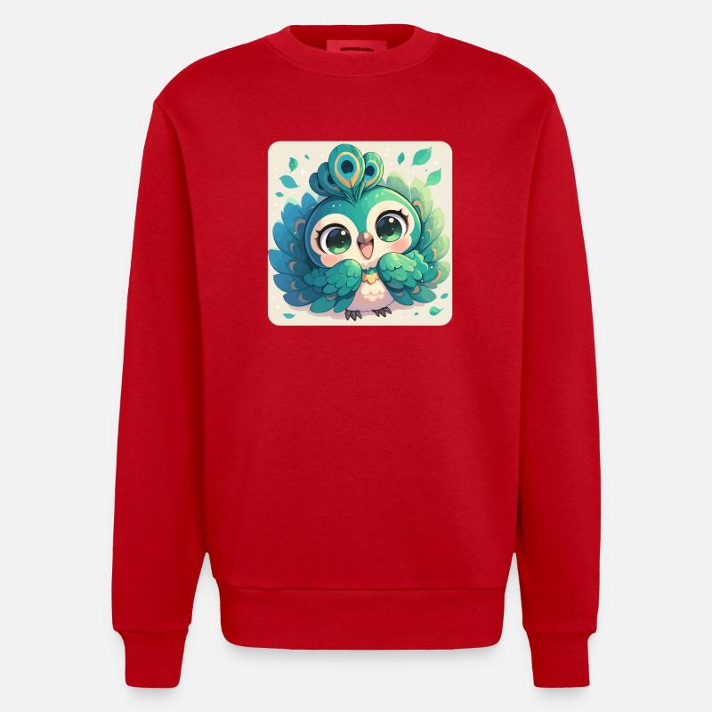 Pfaue Pfau - Heavyweight Oversized Organic Crew Neck Made in EU - Rot
