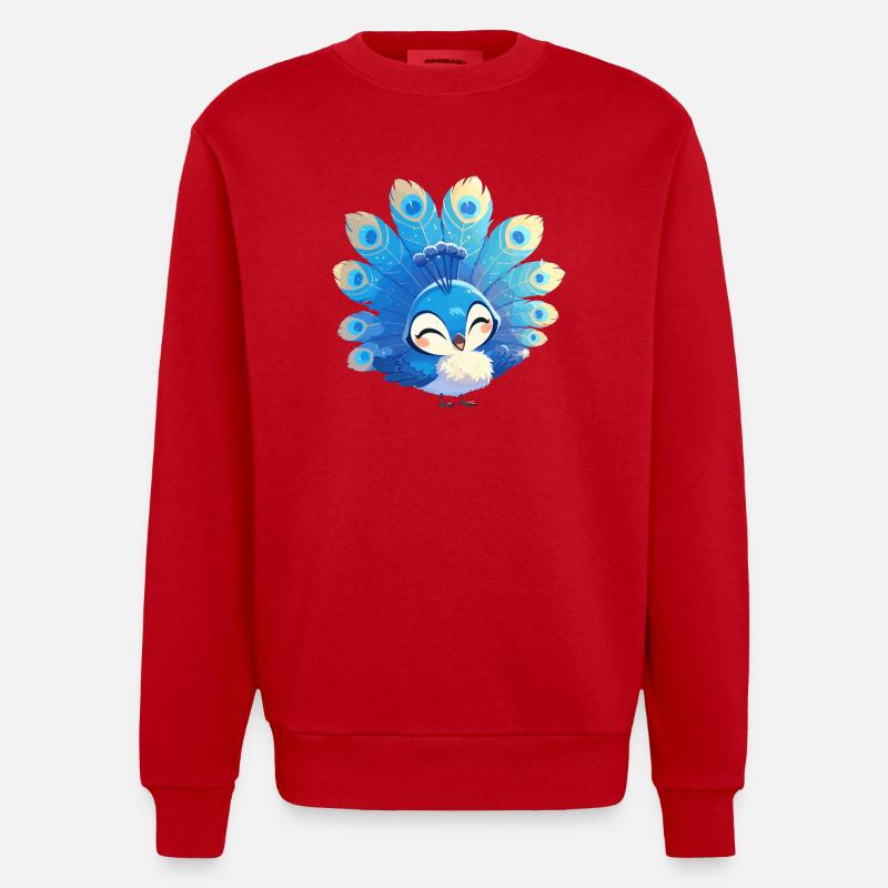 Pfaue Pfau - Heavyweight Oversized Organic Crew Neck Made in EU - Rot