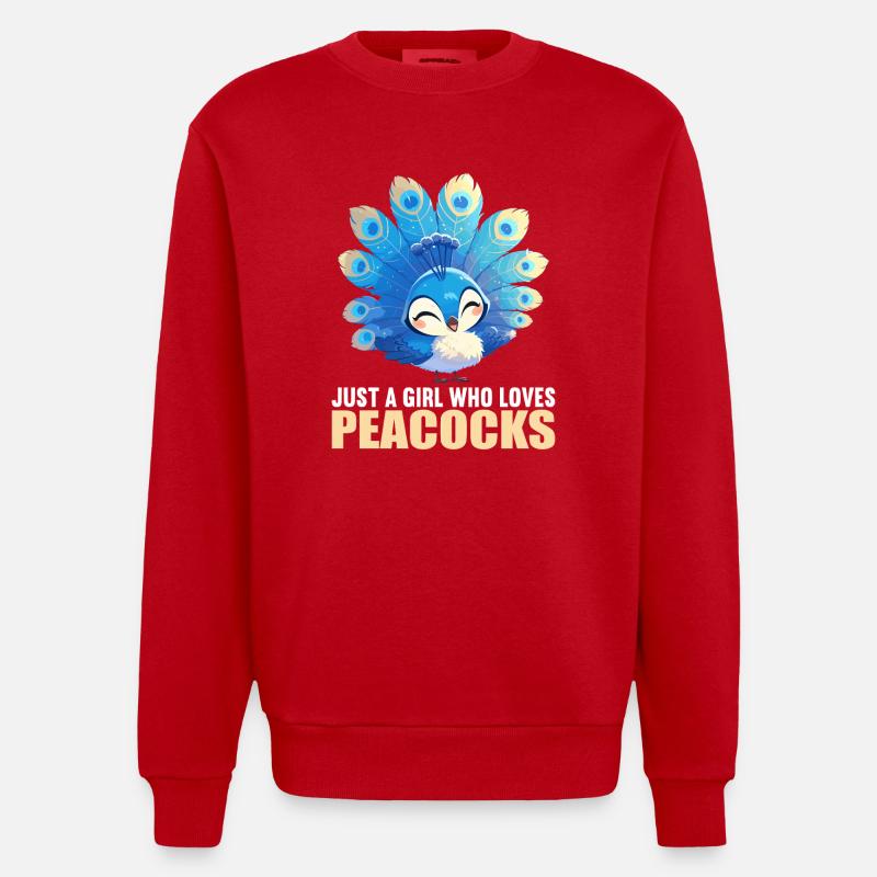 Pfaue Pfau - Heavyweight Oversized Organic Crew Neck Made in EU - Rot