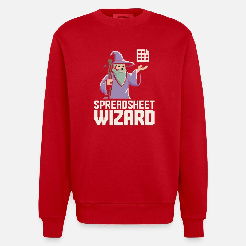 Spreadsheet Wizard Funny Controller Accountant - Heavyweight Oversized Organic Crew Neck Made in EU - red